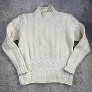 Lambswool & Angora Rabbit Cozy Cream Cable Knit Sweater size S